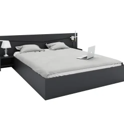 Garnero Arredamenti Letti Matrimoniali|Letti Matrimoniali-Letto 160x200cm matrimoniale con comodini Camilla Gihome® Antracite