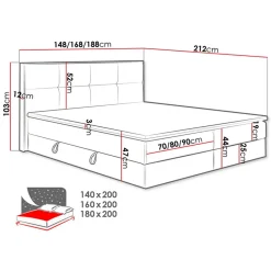 Garnero Arredamenti Letti Matrimoniali|Letti Matrimoniali-Letto 160x200cm matrimoniale continentale con contenitore e topper rovere grigio Tallin