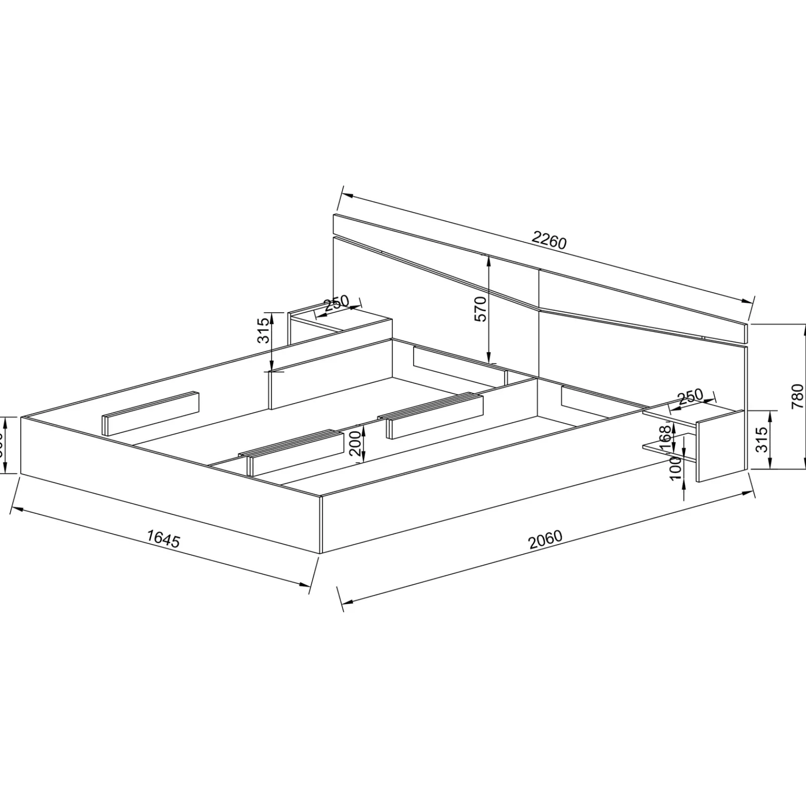 Garnero Arredamenti Letti Matrimoniali|Letti Matrimoniali-Letto 160x200cm matrimoniale con comodini Camilla Gihome® Noce