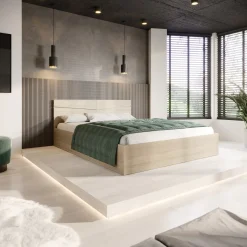 Garnero Arredamenti Letti Matrimoniali|Letti Matrimoniali-Letto 160x200cm matrimoniale contenitore sonoma Camilla Gihome® Rovere