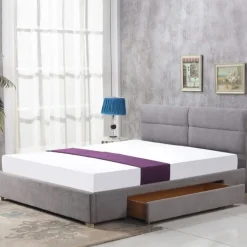 Garnero Arredamenti Letti Matrimoniali|Letti Matrimoniali-Letto 160x200cm matrimoniale con cassettone in tessuto Jelsi Gihome® Grigio