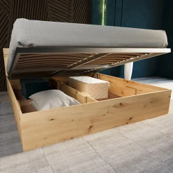 Garnero Arredamenti Letti Matrimoniali|Letti Matrimoniali-Letto 160x200cm matrimoniale contenitore Camilla Gihome® Rovere Rustico