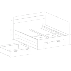 Garnero Arredamenti Letti Matrimoniali|Letti Matrimoniali-Letto 160x200cm matrimoniale contenitore rovere nero opaco Lisbona Gihome®