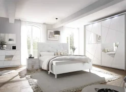 Garnero Arredamenti Letti Matrimoniali|Letti Matrimoniali-Letto 160x195cm matrimoniale imbottito bianco laccato opaco Olimpo