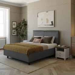 Garnero Arredamenti Letti Matrimoniali|Letti Matrimoniali-Letto 160x195cm matrimoniale imbottito con contenitore antracite Ardesia