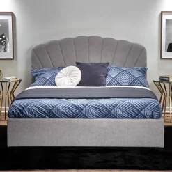 Garnero Arredamenti Letti Matrimoniali|Letti Matrimoniali-Letto 160x200cm matrimoniale imbottito con cassetto grigio chiaro Mezzola