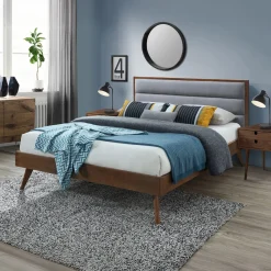 Garnero Arredamenti Letti Matrimoniali|Letti Matrimoniali-Letto 160x200cm matrimoniale in tessuto grigio noce Ebek