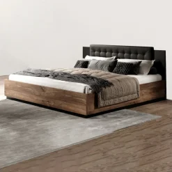 Garnero Arredamenti Letti Oversize-Letto 180x200cm matrimoniale oversize quercia scuro nero Vulcano Noce