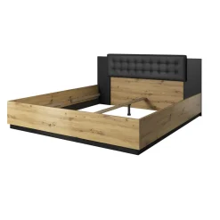 Garnero Arredamenti Letti Matrimoniali|Letti Matrimoniali-Letto 160x200cm matrimoniale nero Vulcano Rovere