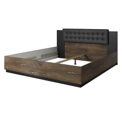 Garnero Arredamenti Letti Oversize-Letto 180x200cm oversize matrimoniale rovere scuro nero Vulcano Rovere Rustico