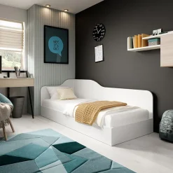 Garnero Arredamenti Letti Per Cameretta|Letti Per Bambini E Ragazzi-Letto 82x190cm singolo contenitore Alex Gihome® Bianco Opaco