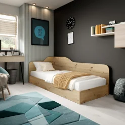 Garnero Arredamenti Letti Per Cameretta|Letti Per Bambini E Ragazzi-Letto 82x190cm singolo contenitore Alex Gihome® Rovere Rustico