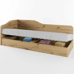 Garnero Arredamenti Letti Per Cameretta|Letti Per Bambini E Ragazzi-Letto 82x190cm singolo contenitore Alex Gihome® Rovere Rustico