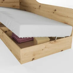 Garnero Arredamenti Letti Per Cameretta|Letti Per Bambini E Ragazzi-Letto 82x190cm singolo contenitore Alex Gihome® Rovere Rustico