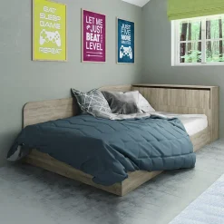 Garnero Arredamenti Letti Per Cameretta|Letti Per Bambini E Ragazzi-Letto 120x190cm una piazza e mezza contenitore con comò sonoma Joel Rovere