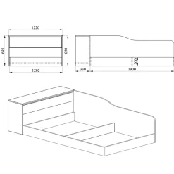 Garnero Arredamenti Letti Per Cameretta|Letti Per Bambini E Ragazzi-Letto 120x190cm una piazza e mezza contenitore con comò sonoma Joel Rovere