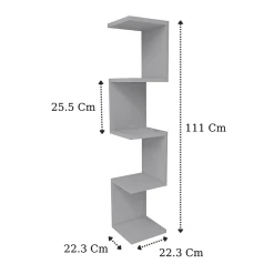 Garnero Arredamenti Mensole E Pensili|Librerie-Libreria angolare da parete 22x111h cm con ripiani bianco Reale Bianco Opaco