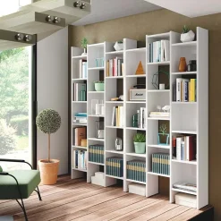 Garnero Arredamenti Librerie Ufficio|Librerie-Libreria da parete scaffale 192x192h cm moderna bianco opaco Jasmine2