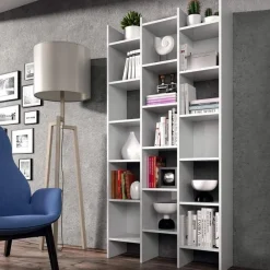 Garnero Arredamenti Librerie Ufficio|Librerie-Libreria da parete scaffale 96x192h cm moderna bianco opaco Jasmine