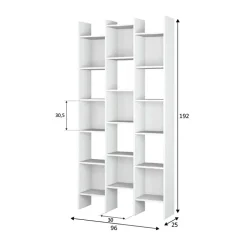 Garnero Arredamenti Librerie Ufficio|Librerie-Libreria da parete scaffale 96x192h cm moderna bianco opaco Jasmine