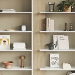 Garnero Arredamenti Librerie Ufficio|Librerie-Libreria da parete 270x180h cm moderna soggiorno rovere bianco Libris Aline 3 Bianco Opaco - Rovere