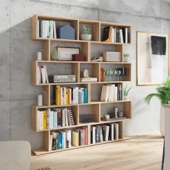 Garnero Arredamenti Librerie Ufficio|Librerie-Libreria da parete 160x192h cm moderna chiaro Amira 2 Rovere