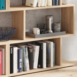 Garnero Arredamenti Librerie Ufficio|Librerie-Libreria da parete 160x192h cm moderna chiaro Amira 2 Rovere