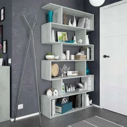 Garnero Arredamenti Librerie Ufficio|Librerie-Libreria da parete 80x192h cm soggiorno design Zaira Cemento
