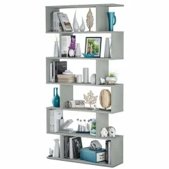 Garnero Arredamenti Librerie Ufficio|Librerie-Libreria da parete 80x192h cm soggiorno design Zaira Cemento