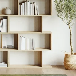 Garnero Arredamenti Librerie Ufficio|Librerie-Libreria da parete 240x192h cm moderna soggiorno chiaro Amira 3 Rovere