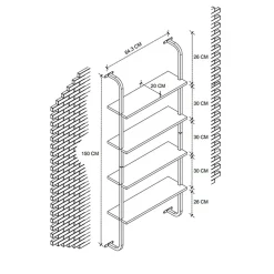 Garnero Arredamenti Librerie|Librerie-Libreria da parete 64x150h cm con ripiani industrial noce metallo nero Bering