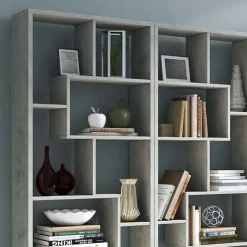 Garnero Arredamenti Librerie|Librerie-Libreria da parete 274x161h cm moderna soggiorno Eliza Cemento