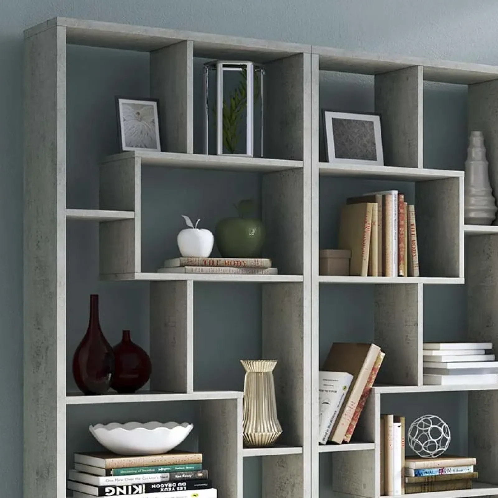 Garnero Arredamenti Librerie|Librerie-Libreria da parete 274x161h cm moderna soggiorno Eliza Cemento