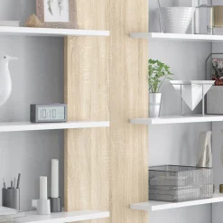 Garnero Arredamenti Librerie Ufficio|Librerie-Libreria da parete 360x180h cm moderna soggiorno rovere bianco Aline Bianco Opaco - Rovere