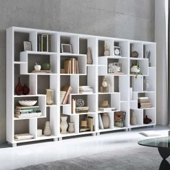 Garnero Arredamenti Librerie|Librerie-Libreria da parete 274x161h cm moderna soggiorno Eliza Bianco Frassinato