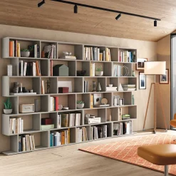 Garnero Arredamenti Librerie Ufficio|Librerie-Libreria da parete 320x192h cm moderna Amira Cemento