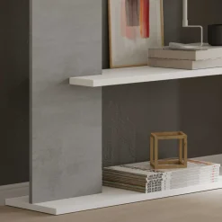 Garnero Arredamenti Librerie Ufficio|Librerie-Libreria da parete 360x180h cm soggiorno bianco opaco cemento Aline Bianco Opaco - Cemento