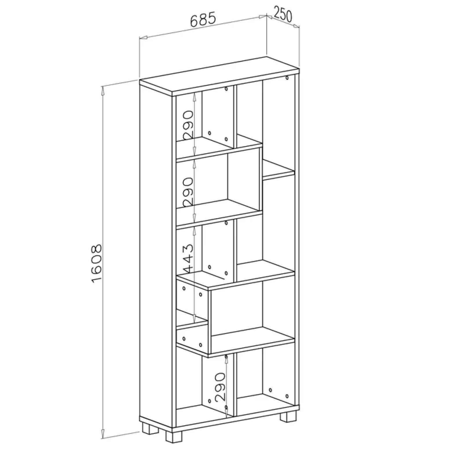 Garnero Arredamenti Librerie Ufficio|Librerie-Libreria orizzontale 156x74h cm moderna soggiorno multiposizione Eliza Cemento