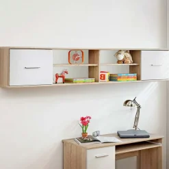 Garnero Arredamenti Librerie|Librerie-Libreria sospesa 204x39h cm moderna quercia sonoma bianco opaco Ciak