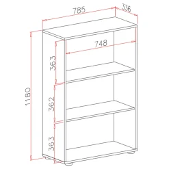 Garnero Arredamenti Librerie Ufficio|Librerie-Libreria ufficio 79x118h cm due ripiani moderna Woody Cemento