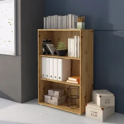 Garnero Arredamenti Librerie Ufficio|Librerie-Libreria ufficio 79x118h cm due ripiani moderna rovere Woody Rovere Rustico