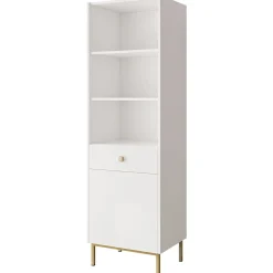 Garnero Arredamenti Librerie|Librerie-Libreria 54x180h cm 1 anta 1 cassetto 3 vani Giuggiola Bianco Opaco