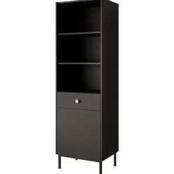 Garnero Arredamenti Librerie|Librerie-Libreria 54x180h cm 1 anta 1 cassetto 3 vani Giuggiola Nero Opaco