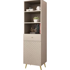 Garnero Arredamenti Librerie|Librerie-Libreria 50x177h cm 1 anta 3 vani 1 cassetto con frontali decorati Simona Beige