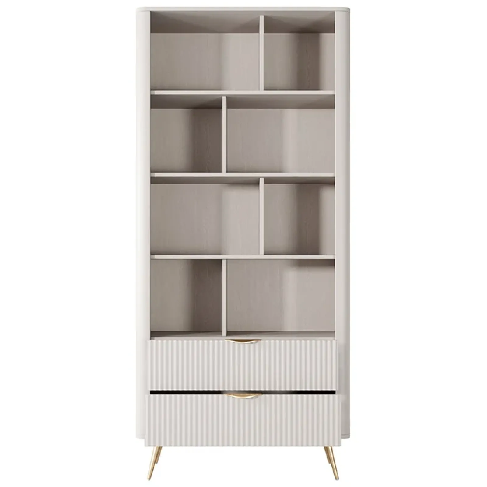 Garnero Arredamenti Librerie|Librerie-Libreria 88x194h cm 2 cassetti 8 vani a giorno cannettato Ramis Beige