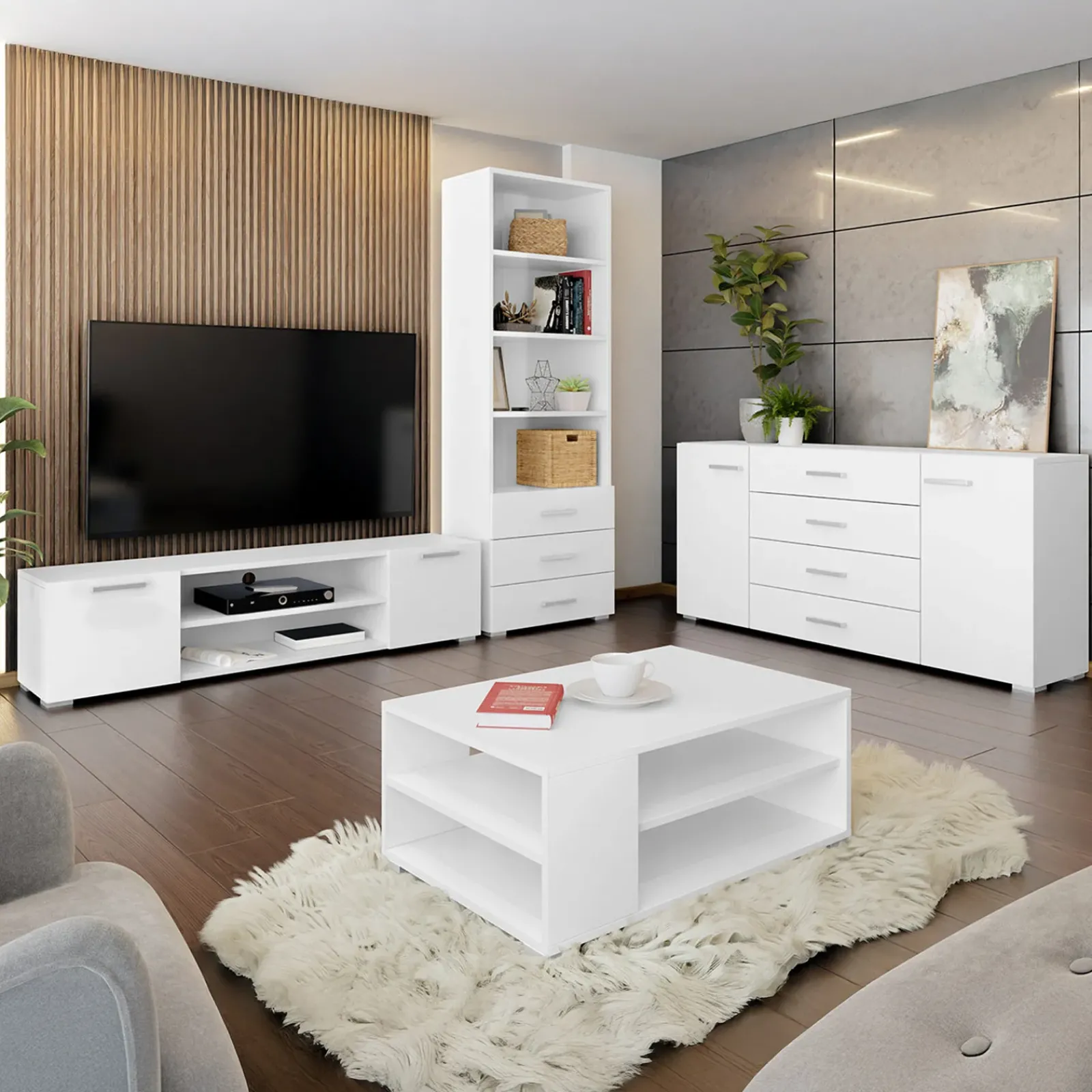 Garnero Arredamenti Librerie Ufficio|Librerie-Libreria 63x190h cm 3 cassetti design moderno bianco Pastello