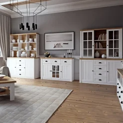 Garnero Arredamenti Librerie Ufficio|Librerie-Libreria 90x198h cm 4 ripiani 2 cassetti bianco frassinato rovere Provenza
