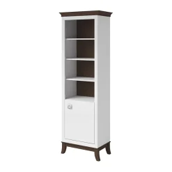Garnero Arredamenti Librerie Ufficio|Librerie-Libreria 66x207h cm 4  ripiani moderna bianco lucido rovere scuro Umag Bianco Lucido - Wengè