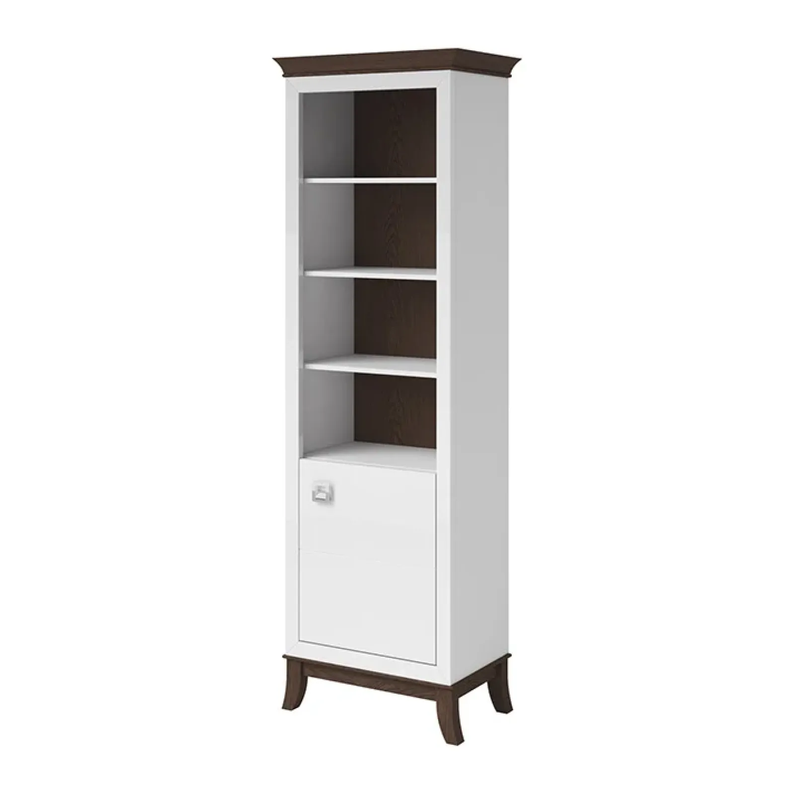 Garnero Arredamenti Librerie Ufficio|Librerie-Libreria 66x207h cm 4 ripiani moderna bianco lucido rovere scuro Umag Bianco Lucido - Wengè