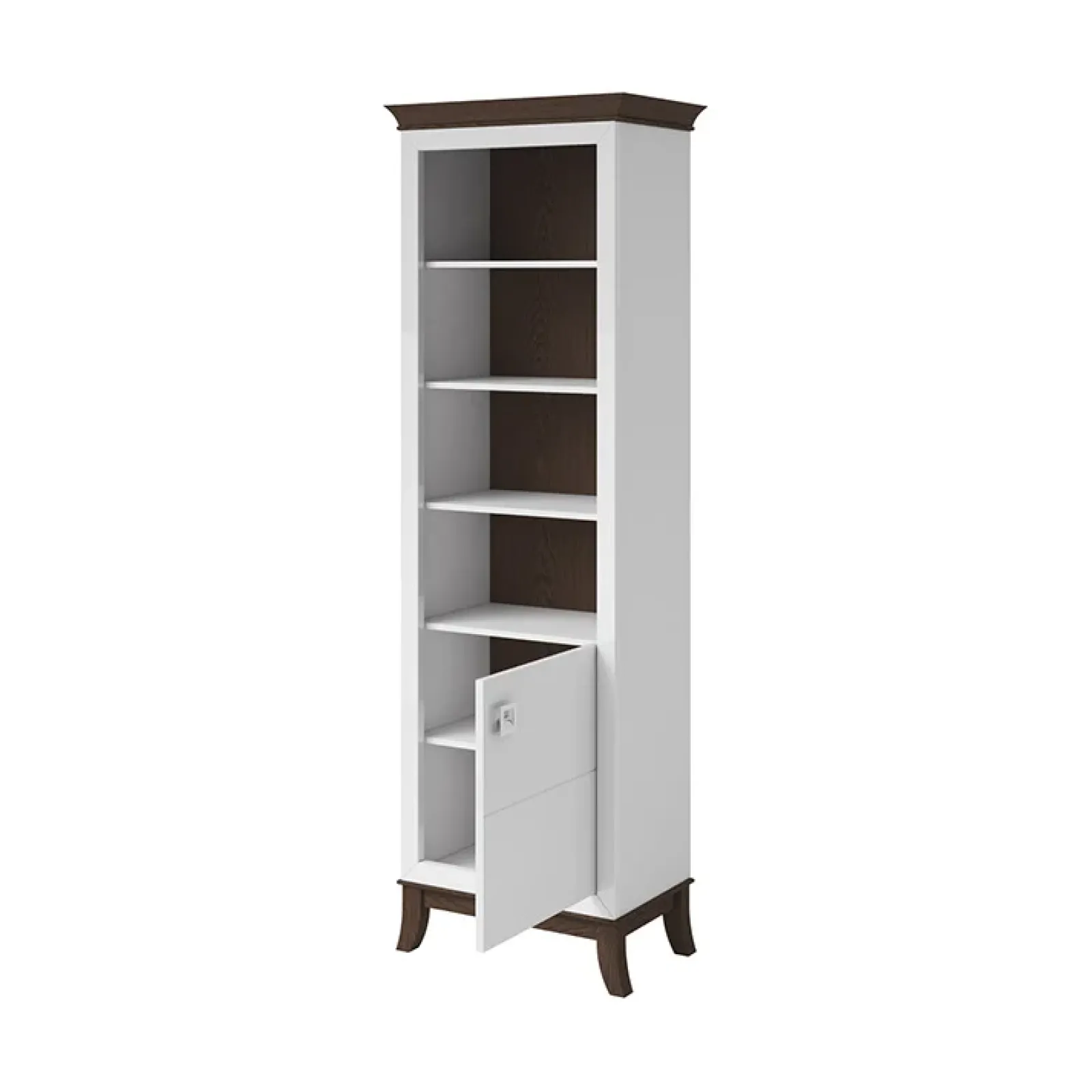 Garnero Arredamenti Librerie Ufficio|Librerie-Libreria 66x207h cm 4 ripiani moderna bianco lucido rovere scuro Umag Bianco Lucido - Wengè